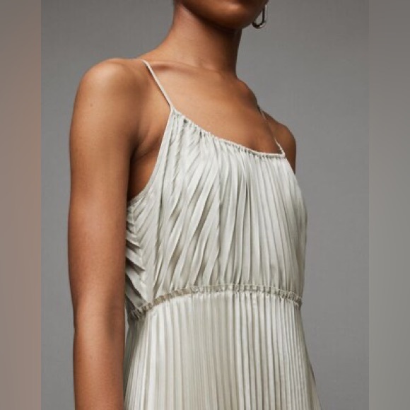 NWOT AllSaints Silvi Pleated Champagne Midi Slip Dress – Size Small - Picture 4 of 9
